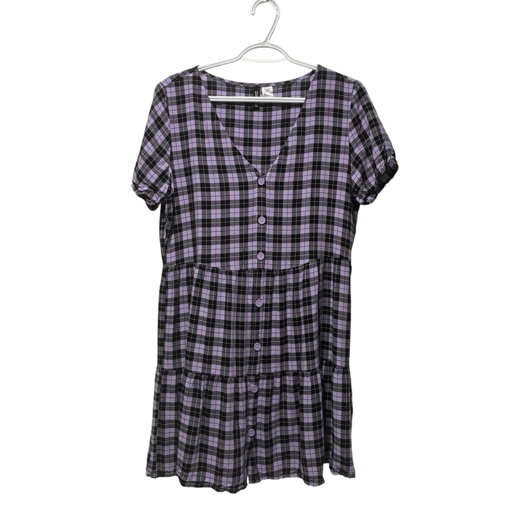 H&M Black and White Peplum Sundress Short Puff Sleeves